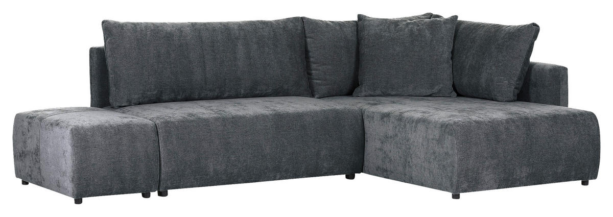 ECKSOFA in Flachgewebe Dunkelgrau  - Dunkelgrau/Schwarz, KONVENTIONELL, Kunststoff/Textil (295/200cm) - Carryhome