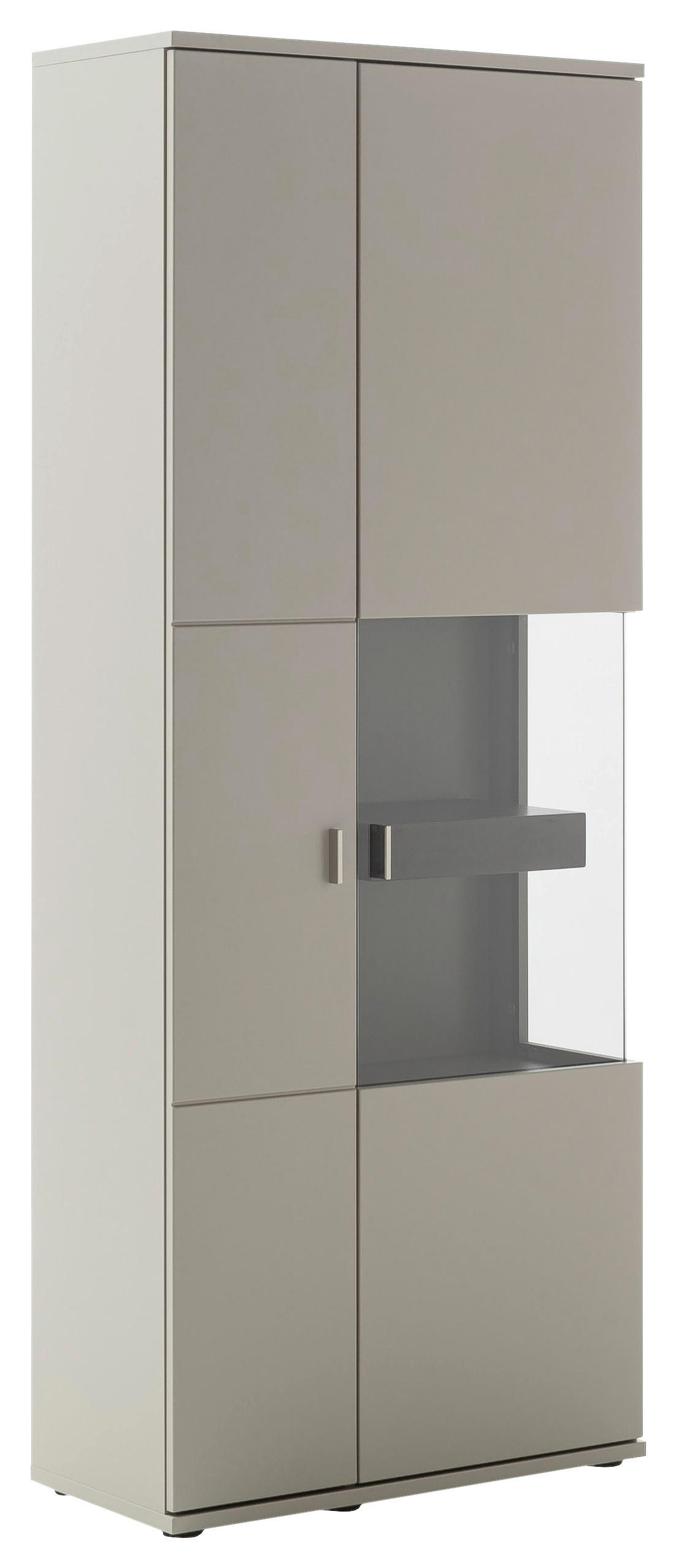 VITRINE in furniert Grau, Eichefarben  - Eichefarben/Grau, Design, Glas/Holzwerkstoff (80/201/37cm) - Novel