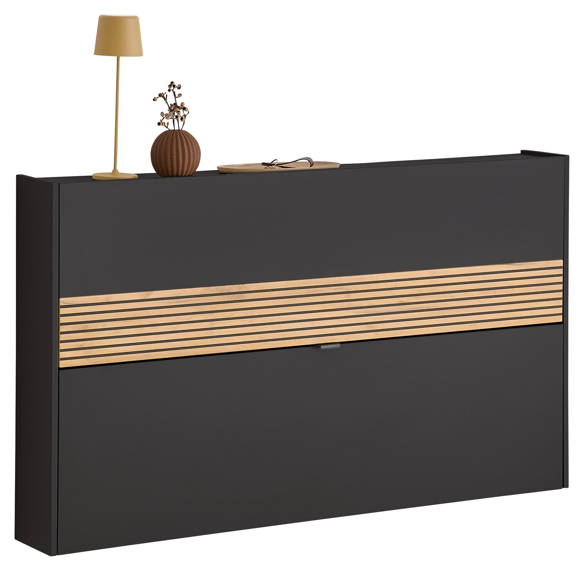 SCHUHKIPPER  in 140/83/18 cm  - Eichefarben/Schwarz, Design, Holzwerkstoff/Metall (140/83/18cm) - Voleo