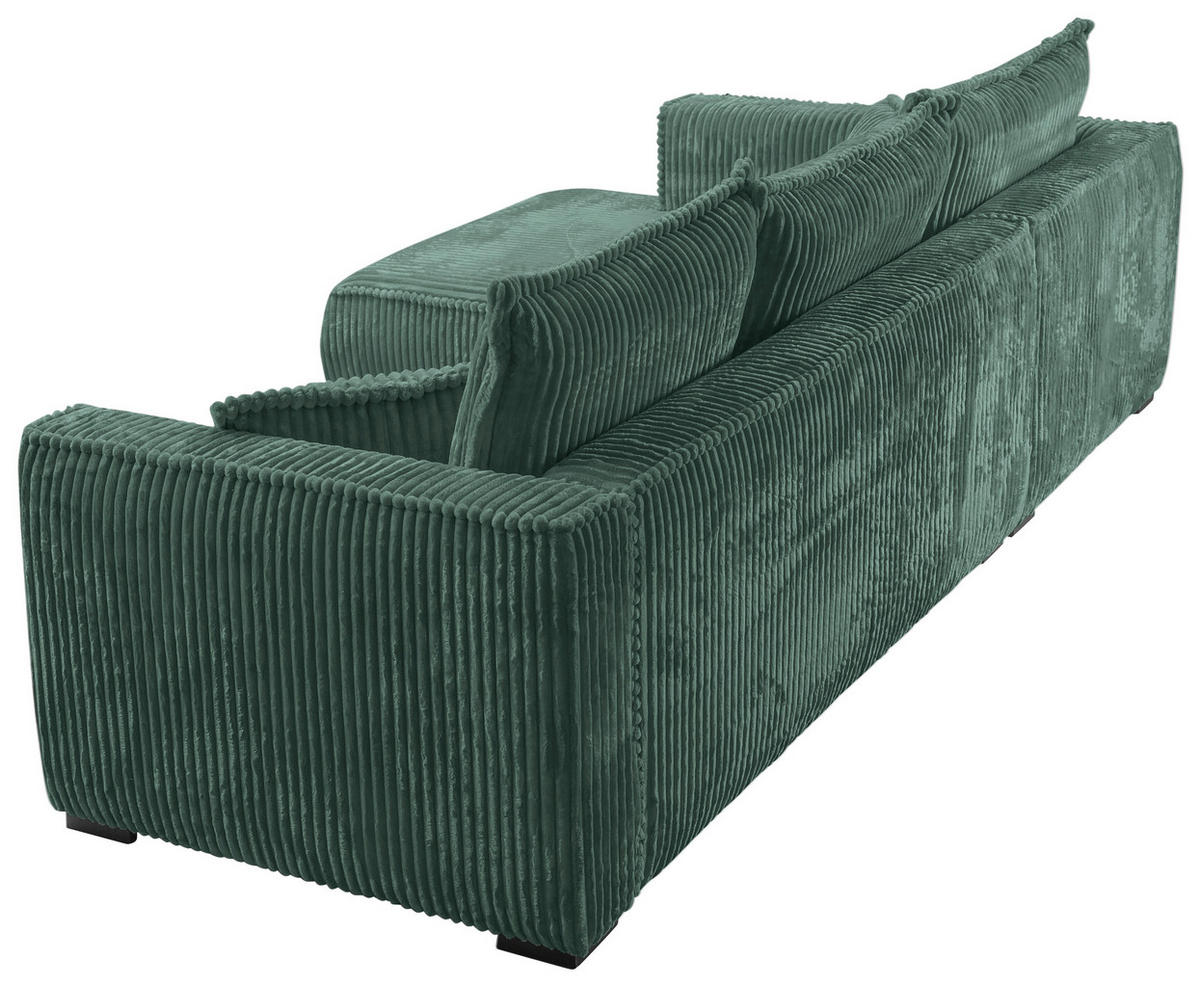 ECKSOFA in Cord Dunkelgrün  - Dunkelgrün/Schwarz, Modern, Holz/Textil (208/322cm) - MID.YOU