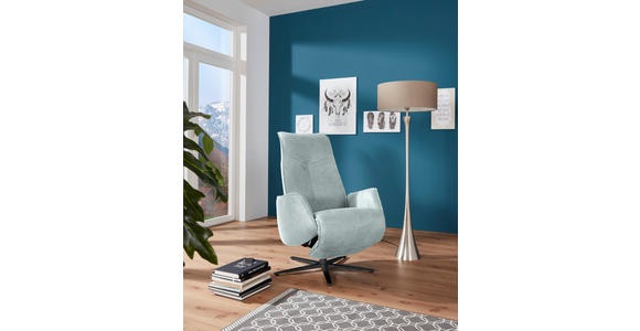 RELAXSESSEL in Leder Hellblau - Anthrazit/Hellblau, Design, Leder/Metall (71/114/84cm) - Johann Jakob
