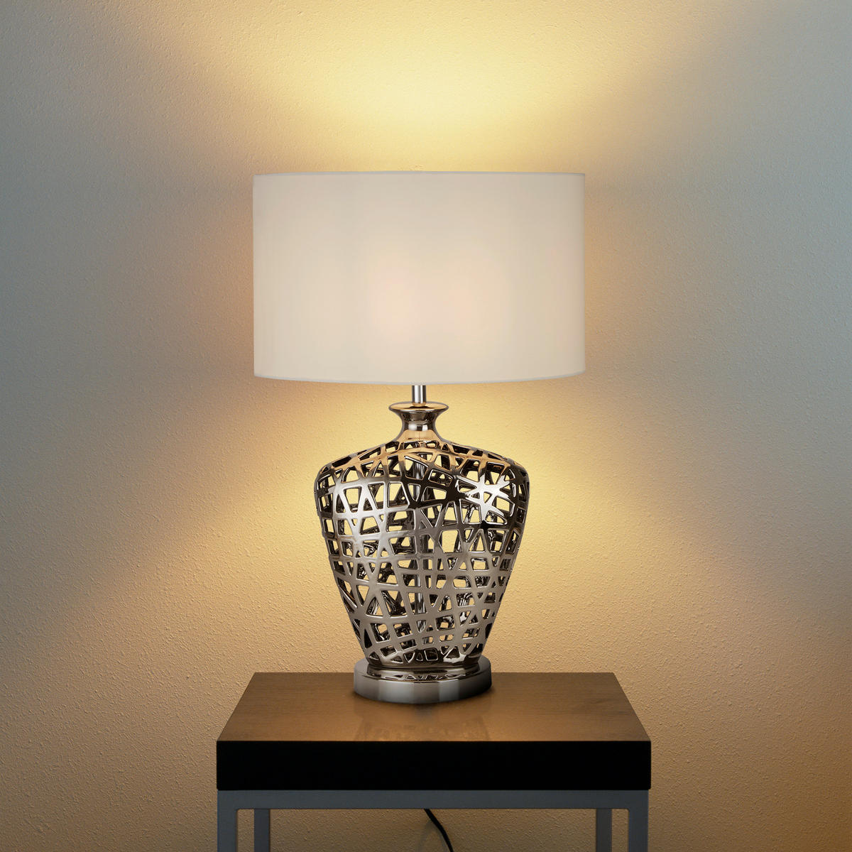 BORDSLAMPA Network 20.5/36/57 cm   - vit/kromfärg, Lifestyle, metall/textil (20.5/36/57cm)
