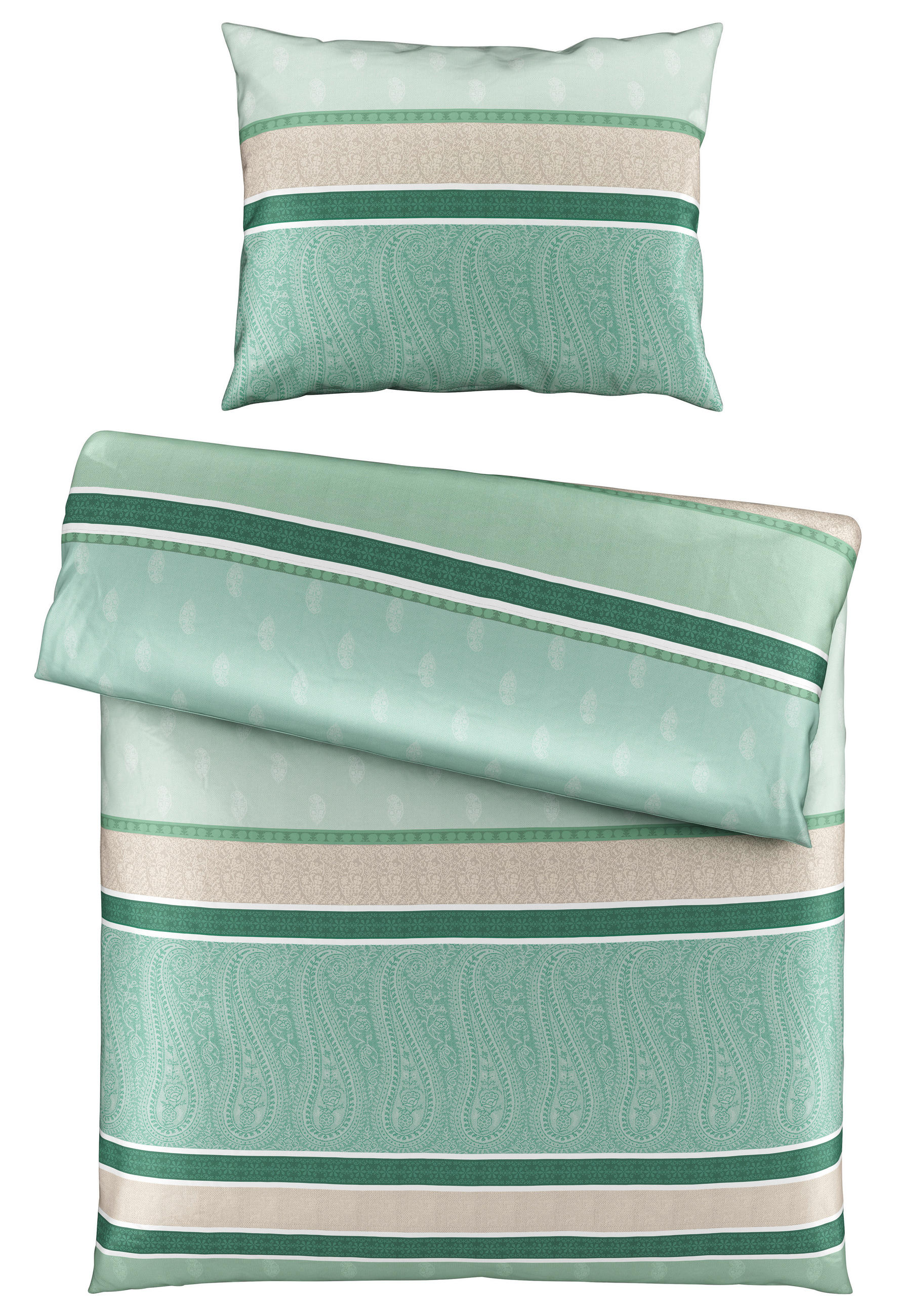 BETTWÄSCHE PASHMINA Satin 140/200 cm  - Grün, KONVENTIONELL, Textil (140/200cm) - Esposa