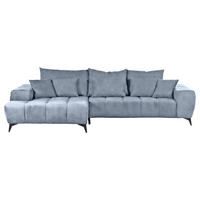 ECKSOFA in Flachgewebe Blau  - Blau/Schwarz, Konventionell, Textil/Metall (205/300cm) - MID.YOU