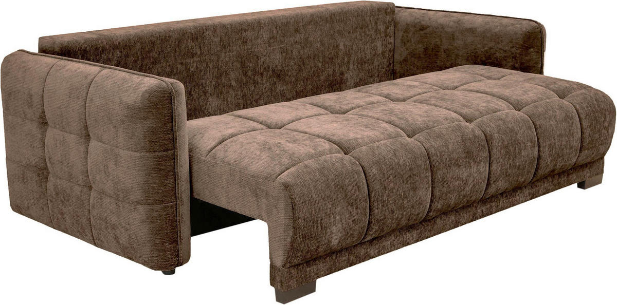 BOXSPRINGSOFA Chenille Braun  inkl. Zierkissen, Rückenkissen, Bettkasten, Schlaffunktion  - Schwarz/Braun, KONVENTIONELL, Kunststoff/Textil (235/94/103cm) - Novel