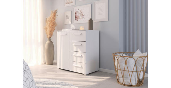 KOMMODE  in 80/81/42 cm  - Silberfarben/Weiß, Design, Holzwerkstoff/Kunststoff (80/81/42cm) - Novel