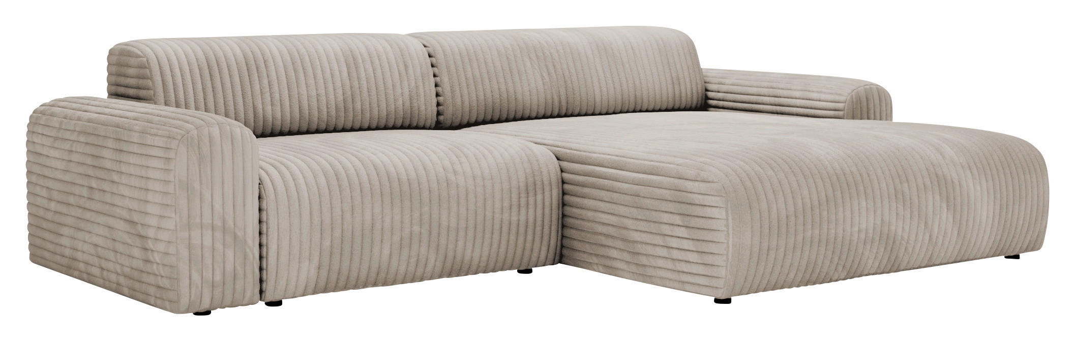 ECKSOFA in Cord Greige  - Greige/Schwarz, Design, Kunststoff/Textil (292/178cm) - Livetastic