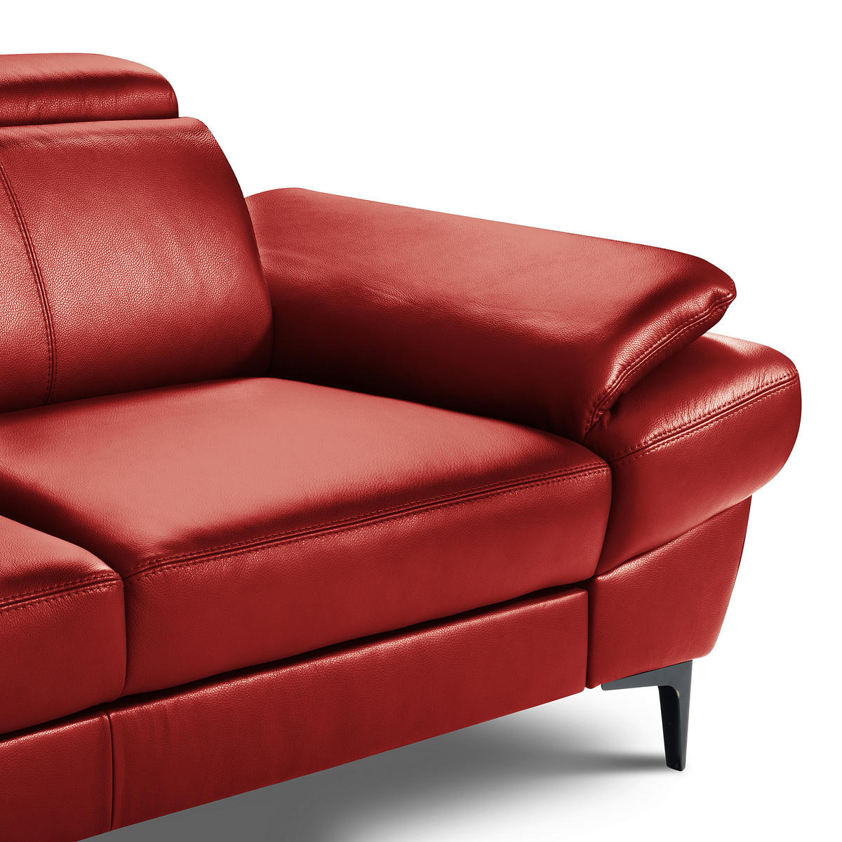 ECKSOFA Rot Echtleder Lederlook Bettkasten, Rücken echt, Armteilverstellung, Relaxfunktion, Kopfteilverstellung  - Rot/Schwarz, Design, Leder/Textil (211/264cm) - Livetastic