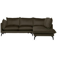 ECKSOFA Braun Samt  - Schwarz/Braun, Design, Textil/Metall (241/200cm) - Carryhome