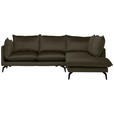 ECKSOFA in Samt Braun  - Schwarz/Braun, Design, Textil/Metall (241/200cm) - Carryhome