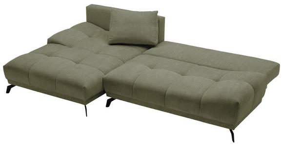 ECKSOFA in Chenille Olivgrün  - Schwarz/Olivgrün, MODERN, Textil/Metall (182/290cm) - Hom`in