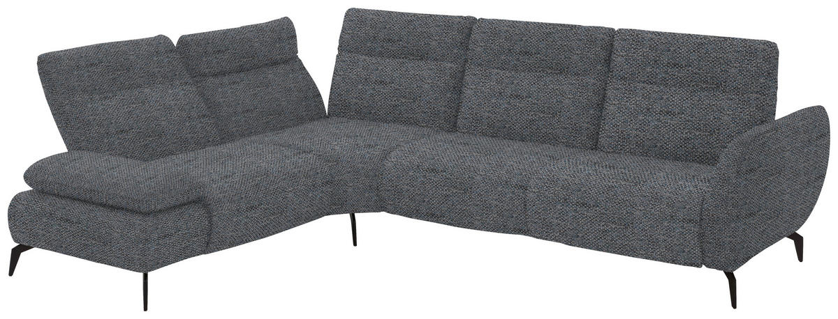 ECKSOFA in Webstoff Grau  - Schwarz/Grau, Design, Textil/Metall (223/290cm) - Moderano