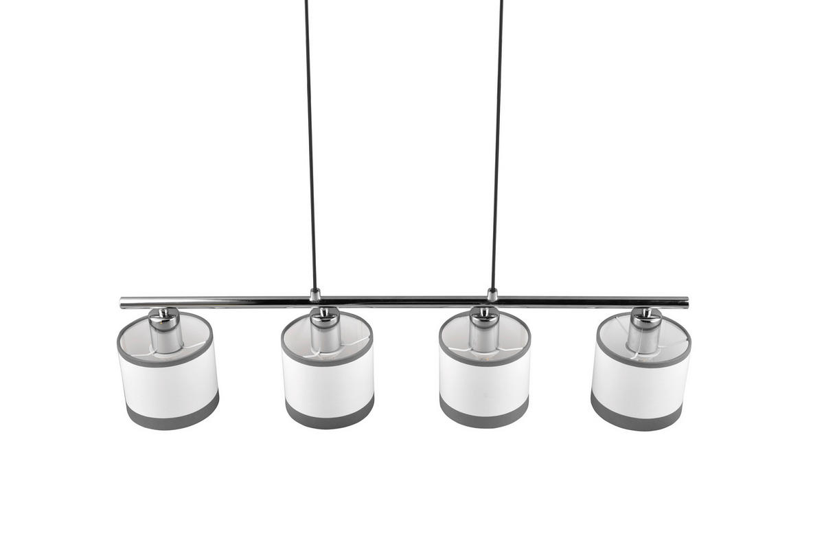 HÄNGLAMPA Davos 75/12/150 cm  - vit/kromfärg, Basics, metall/textil (75/12/150cm)