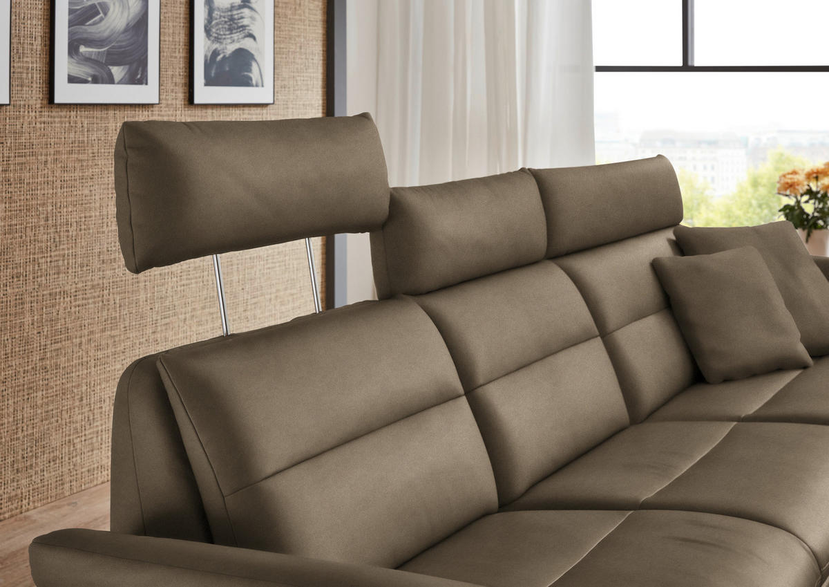 ECKSOFA in Echtleder Hellbraun  300/157 cm  - Hellbraun/Schwarz, Design, Leder/Metall (300/157cm) - Dieter Knoll