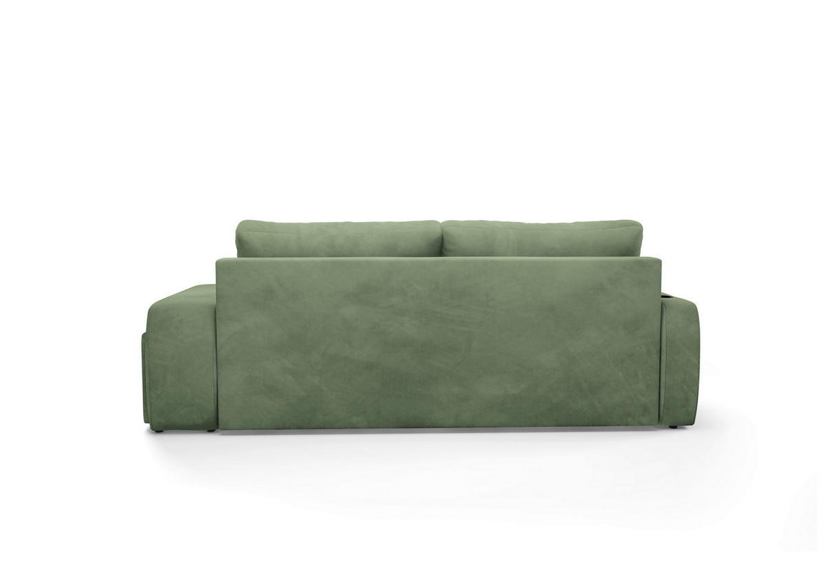SCHLAFSOFA INES in Plüsch Grün  - Schwarz/Grün, Design, Kunststoff/Textil (258/98/95cm) - Livetastic