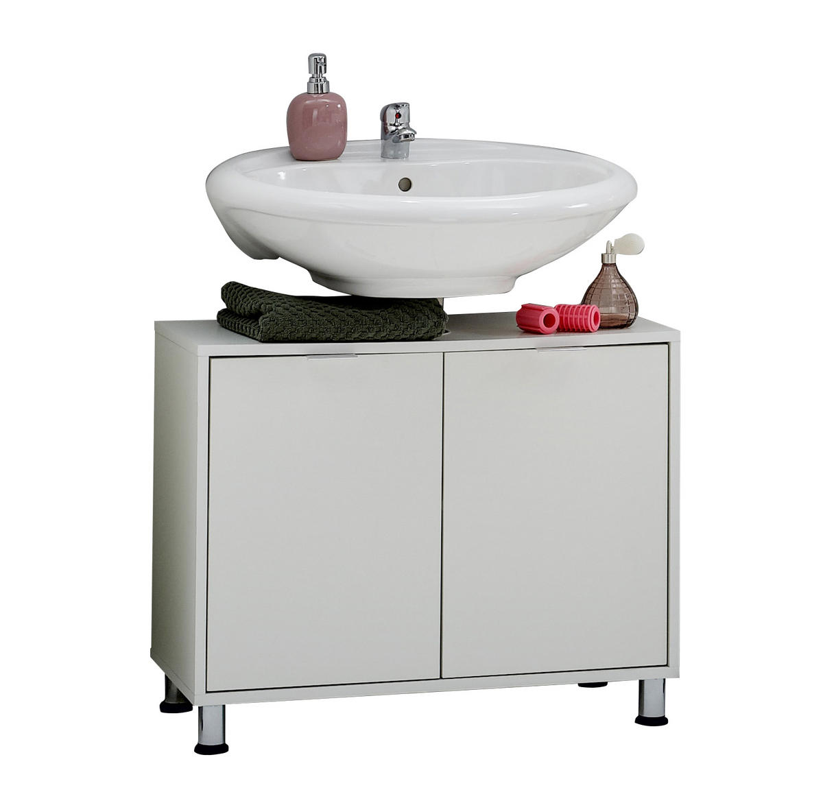 SKŘÍŇKA POD UMYVADLO, bílá, 70/57/33 cm - bílá/barvy stříbra, Moderní, kov/kompozitní dřevo (70/57/33cm) - MID.YOU