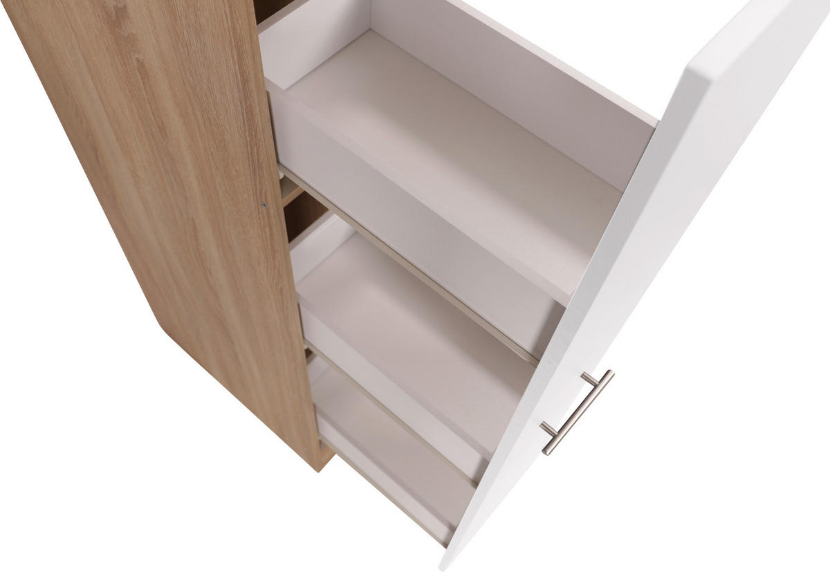 APOTHEKERSCHRANK 30/144,8/60 cm  in Weiß, Eichefarben  - Eichefarben/Silberfarben, Basics, Holzwerkstoff/Metall (30/144,8/60cm) - Respekta