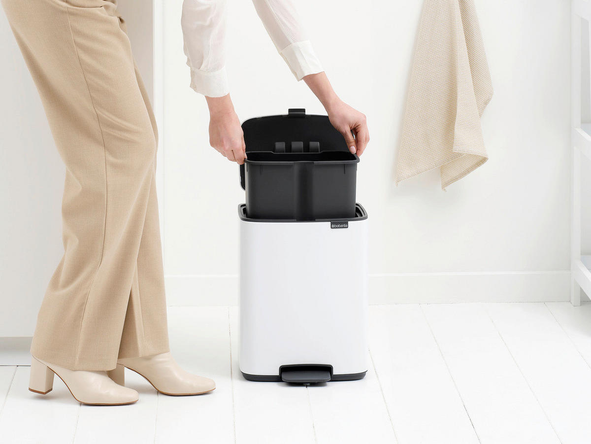 KOŠ S NOŽNOM PAPUČICOM  12 l  Bo  - bijela/antracit, Design, metal/plastika (29/36,5/25,5cm) - Brabantia