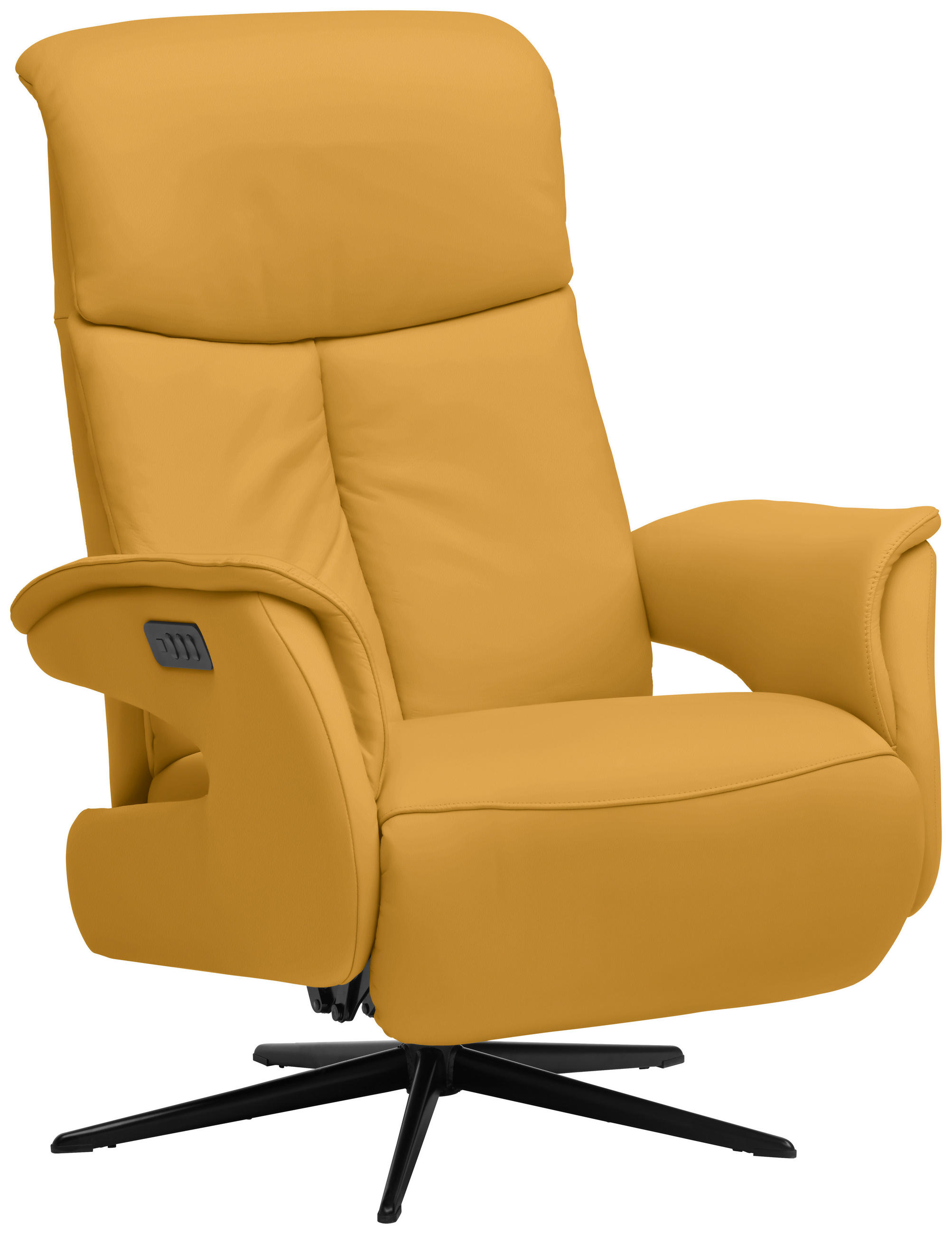 RELAXSESSEL in Leder Gelb  - Gelb/Schwarz, Design, Leder/Metall (78/106/88cm) - Welnova