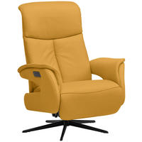 RELAXSESSEL in Leder Gelb  - Gelb/Schwarz, Design, Leder/Metall (78/106/88cm) - Welnova
