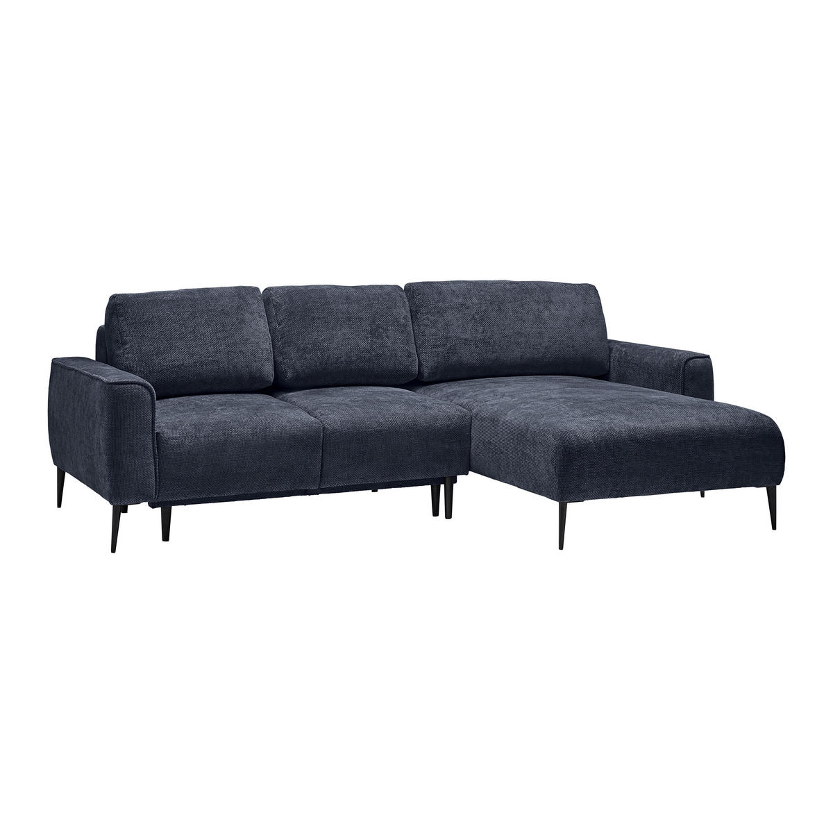 HÖRNSOFFA i vävt tyg mörkblå  - svart/mörkblå, Modern, metall/textil (255/164cm) - MID.YOU
