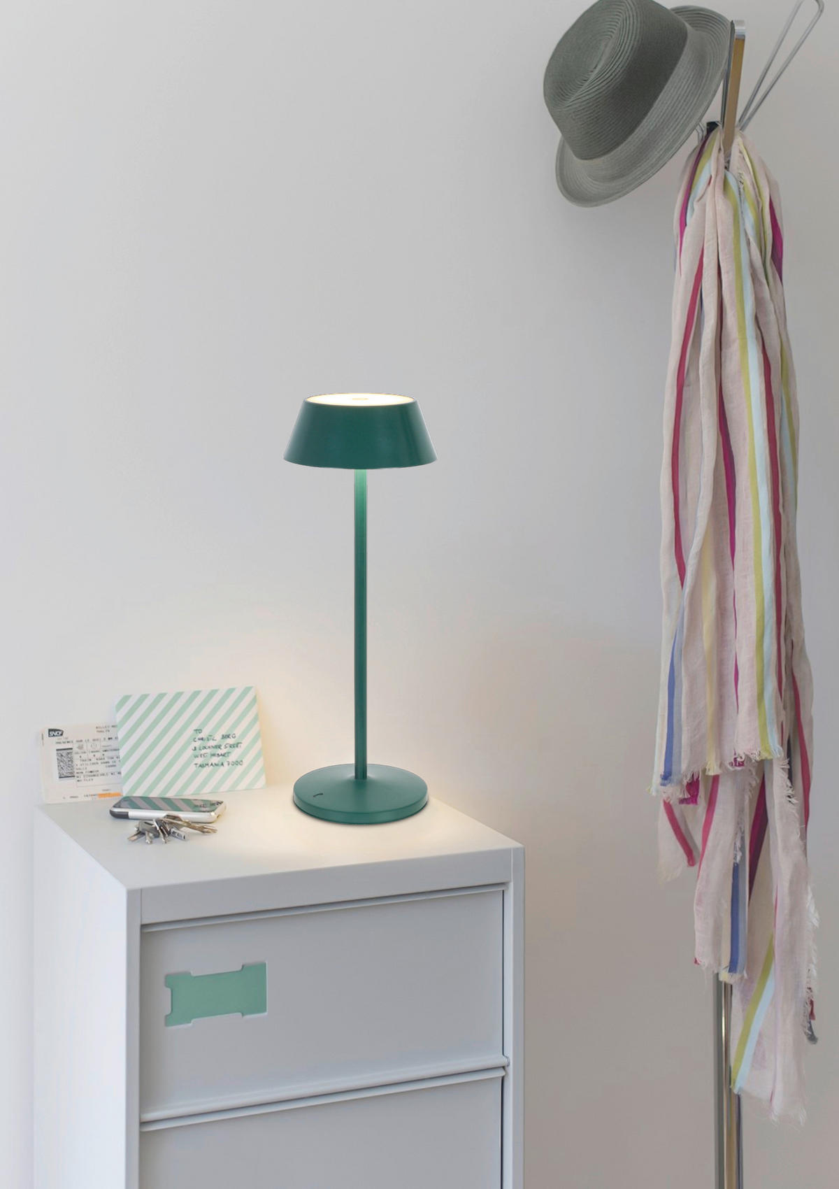 AKKU-TISCHLEUCHTE 11/30 cm  - Dunkelgrün/Schwarz, Trend, Kunststoff/Metall (11/30cm) - Novel