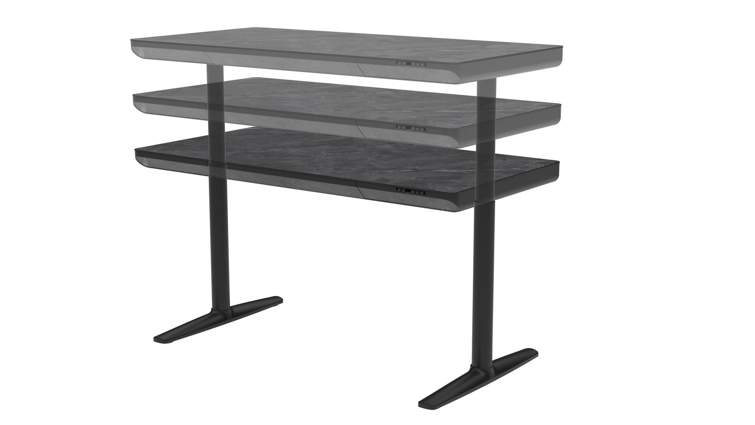 ÍRÓASZTAL  - fekete, Design, műanyag/faalapú anyag (140/70/73-118cm) - Novel