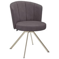 STUHL Mikrofaser Edelstahlfarben, Anthrazit  - Edelstahlfarben/Anthrazit, Design, Textil/Metall (62/83/64cm) - Venjakob