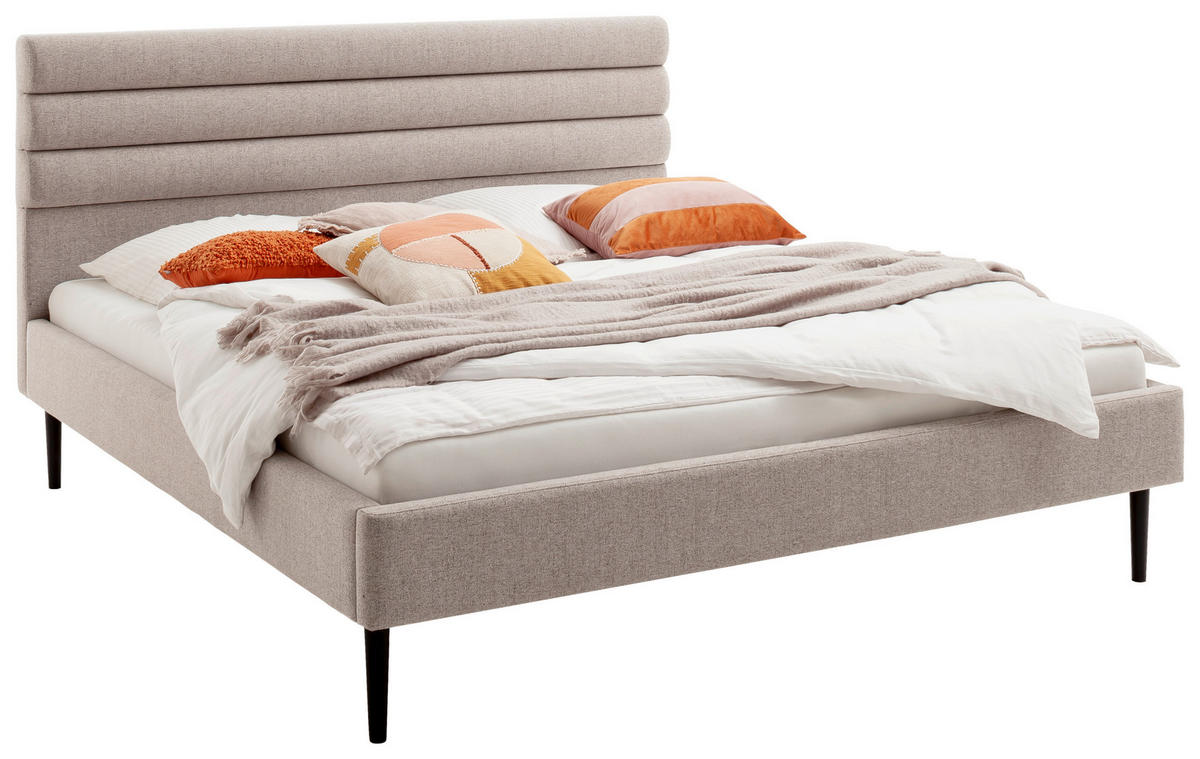 POLSTERBETT 180/200 cm  in Beige  - Beige/Schwarz, MODERN, Textil (180/200cm) - MID.YOU