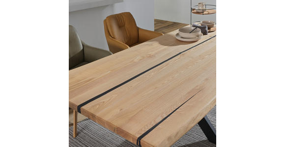 ESSTISCH in Holz, Metall 200/100/75 cm  - Eschefarben/Schwarz, LIFESTYLE, Holz/Metall (200/100/75cm) - Linea Natura