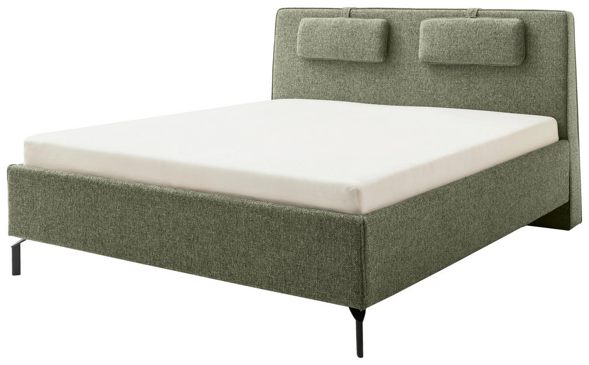 POLSTERBETT MADRID Lattenrost, Bettkasten 180/200 cm  in Olivgrün  - Birkefarben/Buchefarben, Design, Holz/Textil (180/200cm) - Schöner Wohnen