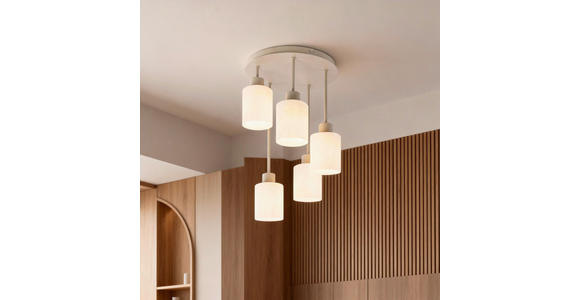 HÄNGELEUCHTE 34/50 cm  - Sandfarben/Weiß, Trend, Glas/Metall (34/50cm) - Novel