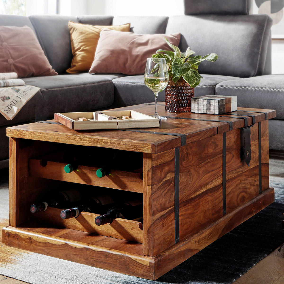 COUCHTISCH in Holz 100/60/40 cm  - Sheeshamfarben, Design, Holz (100/60/40cm) - MID.YOU