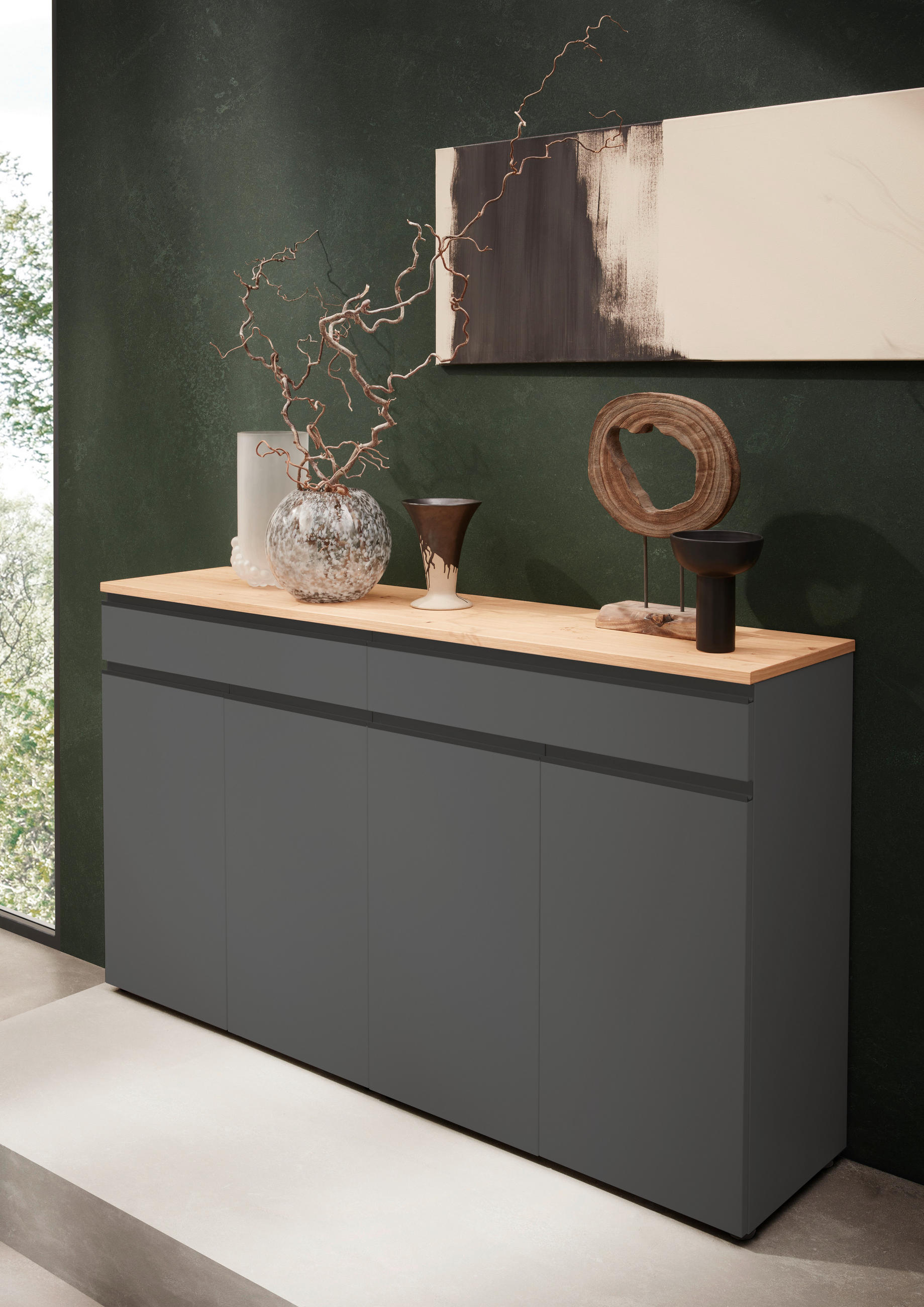 SIDEBOARD  in 180/102/41 cm  - Eichefarben/Dunkelgrau, Design, Holz/Holzwerkstoff (180/102/41cm) - Dieter Knoll