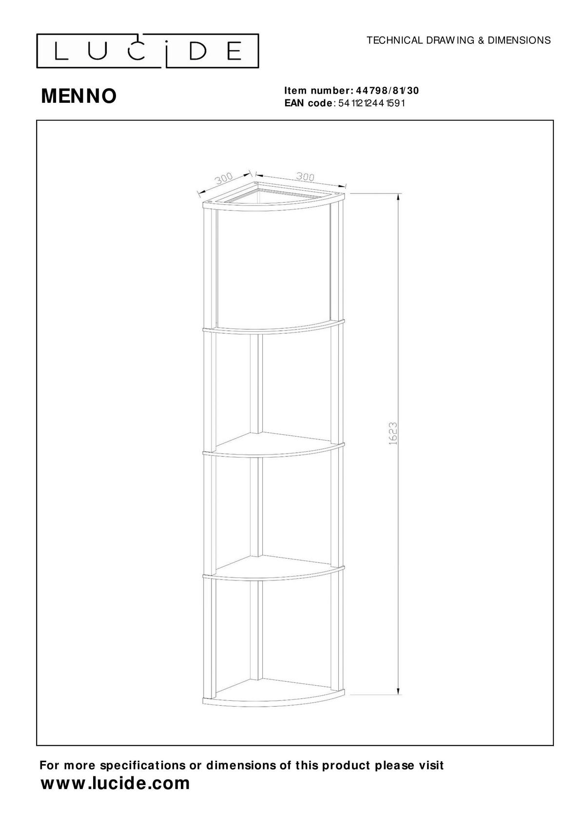 STEHLEUCHTE MENNO 30/30/162,3 cm   - Design, Holzwerkstoff (30/30/162,3cm) - Lucide