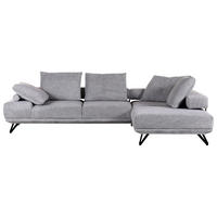 ECKSOFA 310/240 cm  in Flachgewebe Grau Rückenkissen, Rücken echt  310/240 cm  - Schwarz/Grau, KONVENTIONELL, Textil/Metall (310/240cm) - MID.YOU