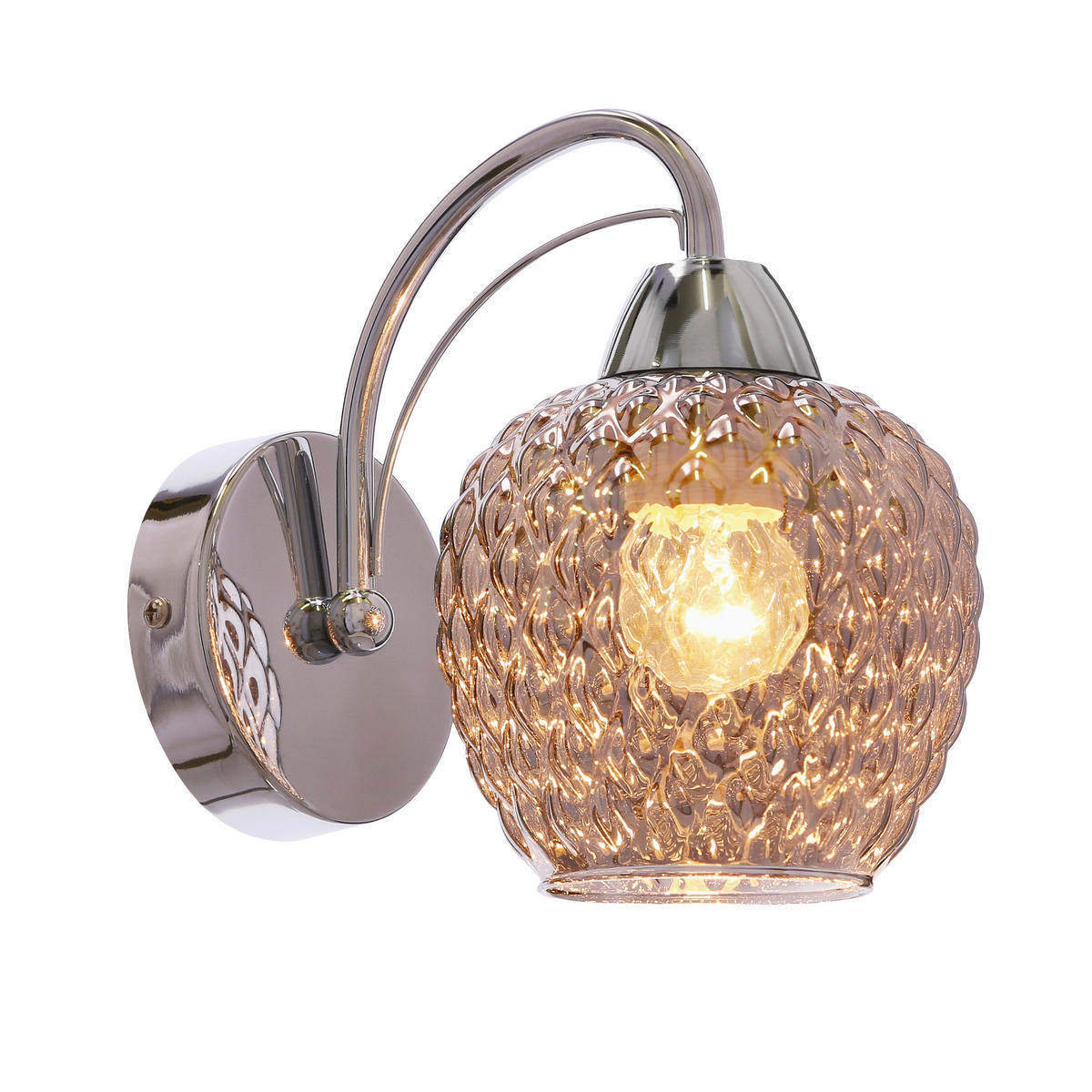 WANDLEUCHTE 20.5/13/19.5 cm   - Chromfarben, KONVENTIONELL, Glas/Metall (20.5/13/19.5cm)