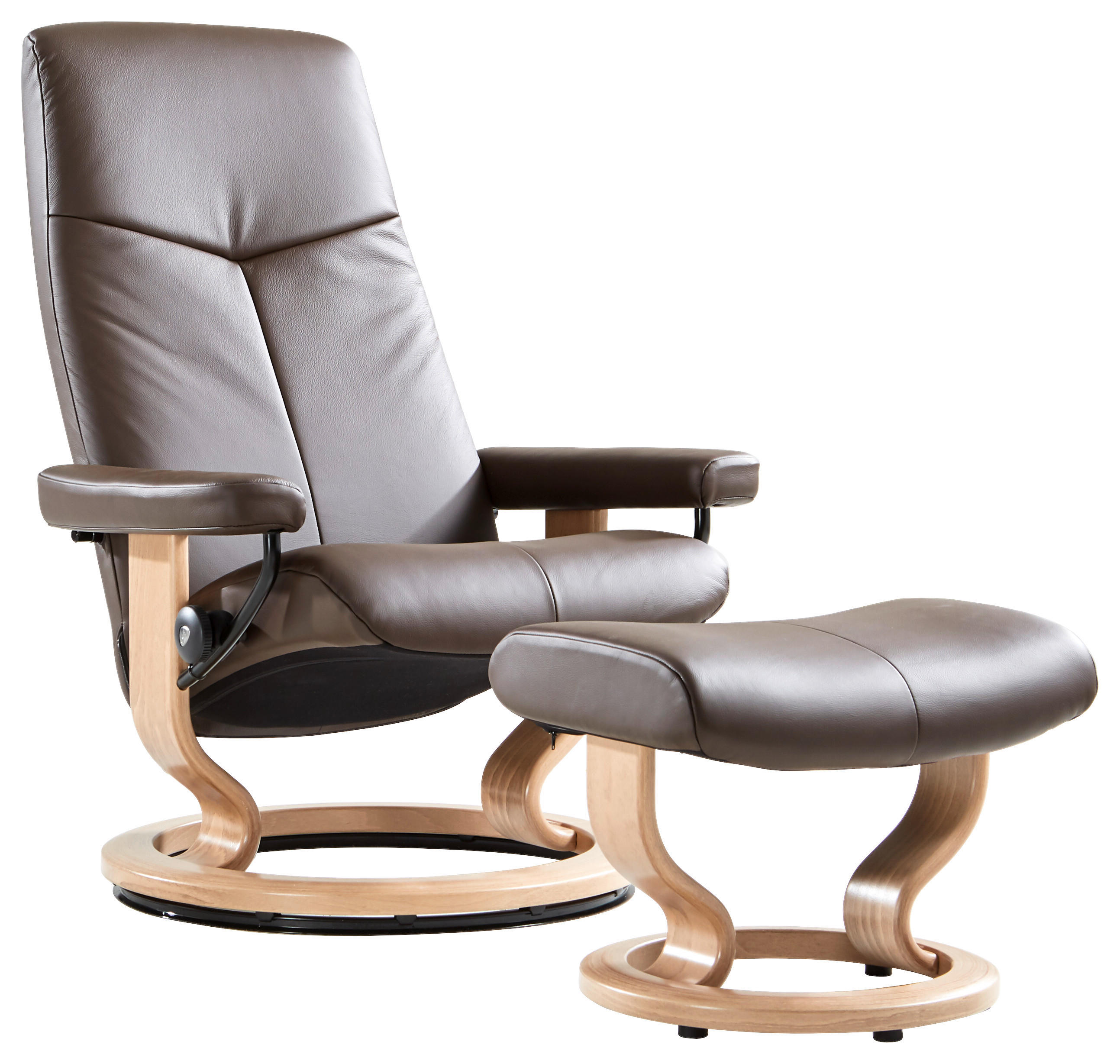 RELAXSESSELSET in Holz, Leder Braun - Eichefarben/Braun, Natur, Leder/Holz (76/100/71cm) - Stressless