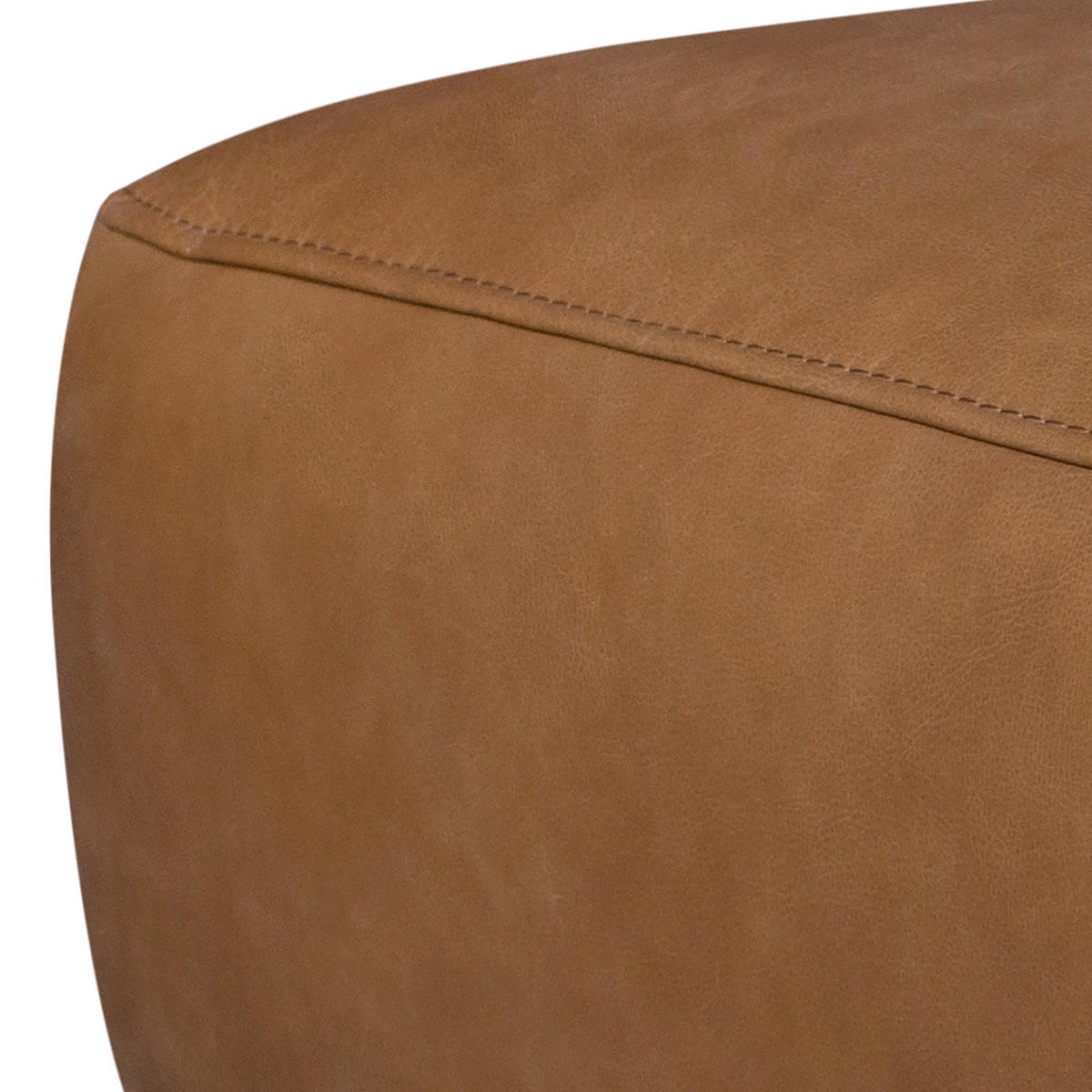 HOCKER Echtleder Cognac  - Chromfarben/Cognac, Design, Leder/Metall (95/46/80cm) - Livetastic
