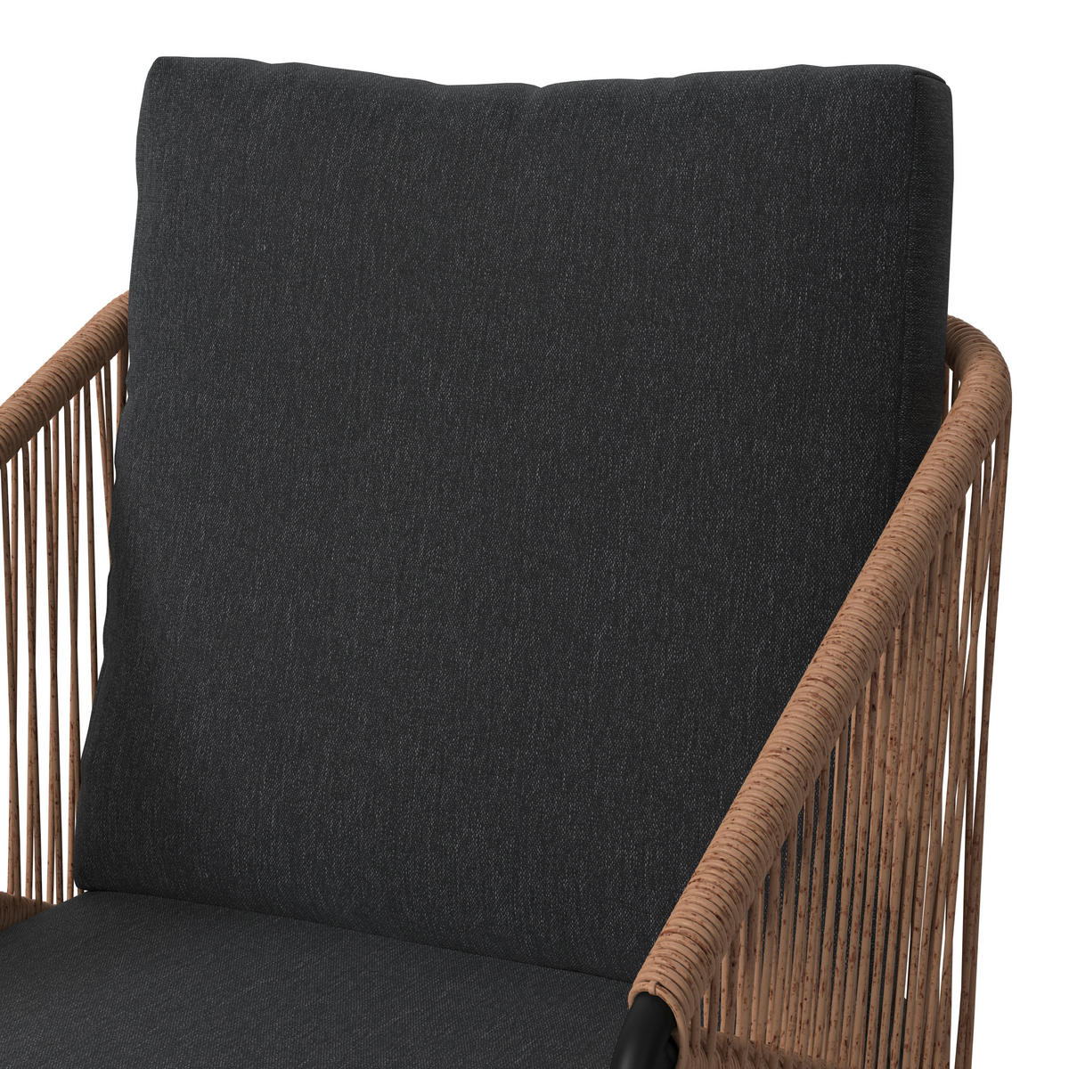 BALKONSET  - Schwarz/Naturfarben, MODERN, Glas/Kunststoff (53/77/66cm) - Ambia Garden