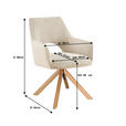 ARMLEHNSTUHL  Sitzfläche 360° drehbar, inklusive Armlehnen Cord  - Eichefarben/Creme, Design, Holz/Textil (60/85/63cm) - Hom`in