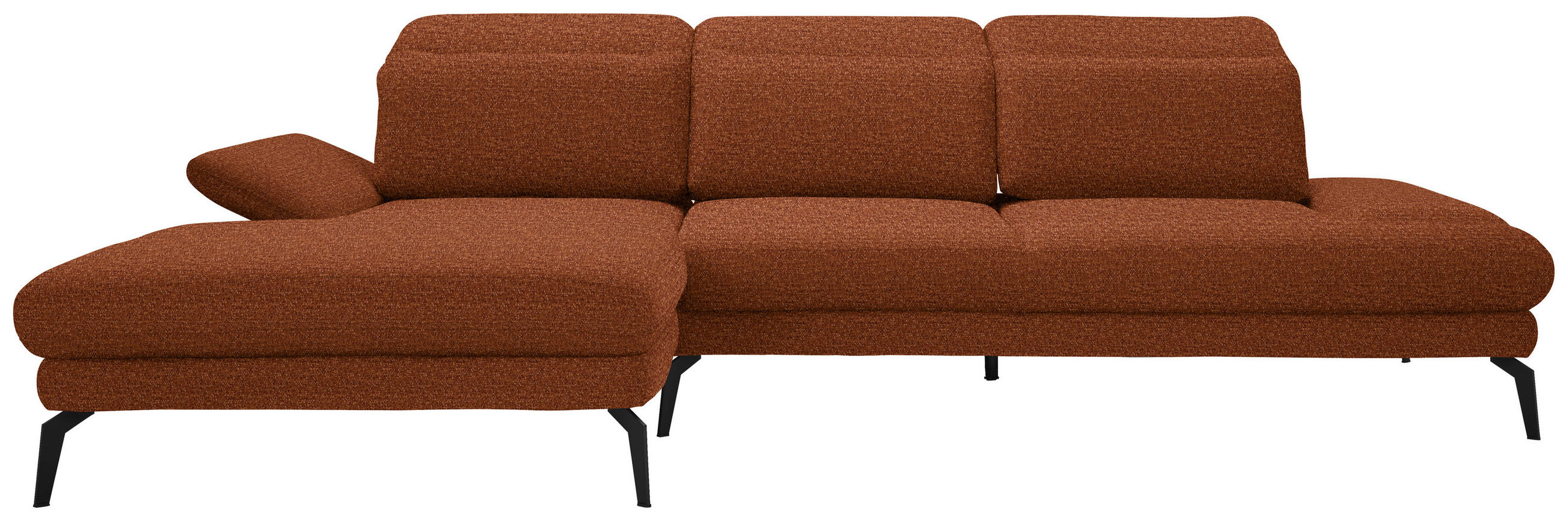 ECKSOFA in Webstoff Rostfarben  - Rostfarben/Schwarz, Design, Textil/Metall (180/289cm) - Stylife