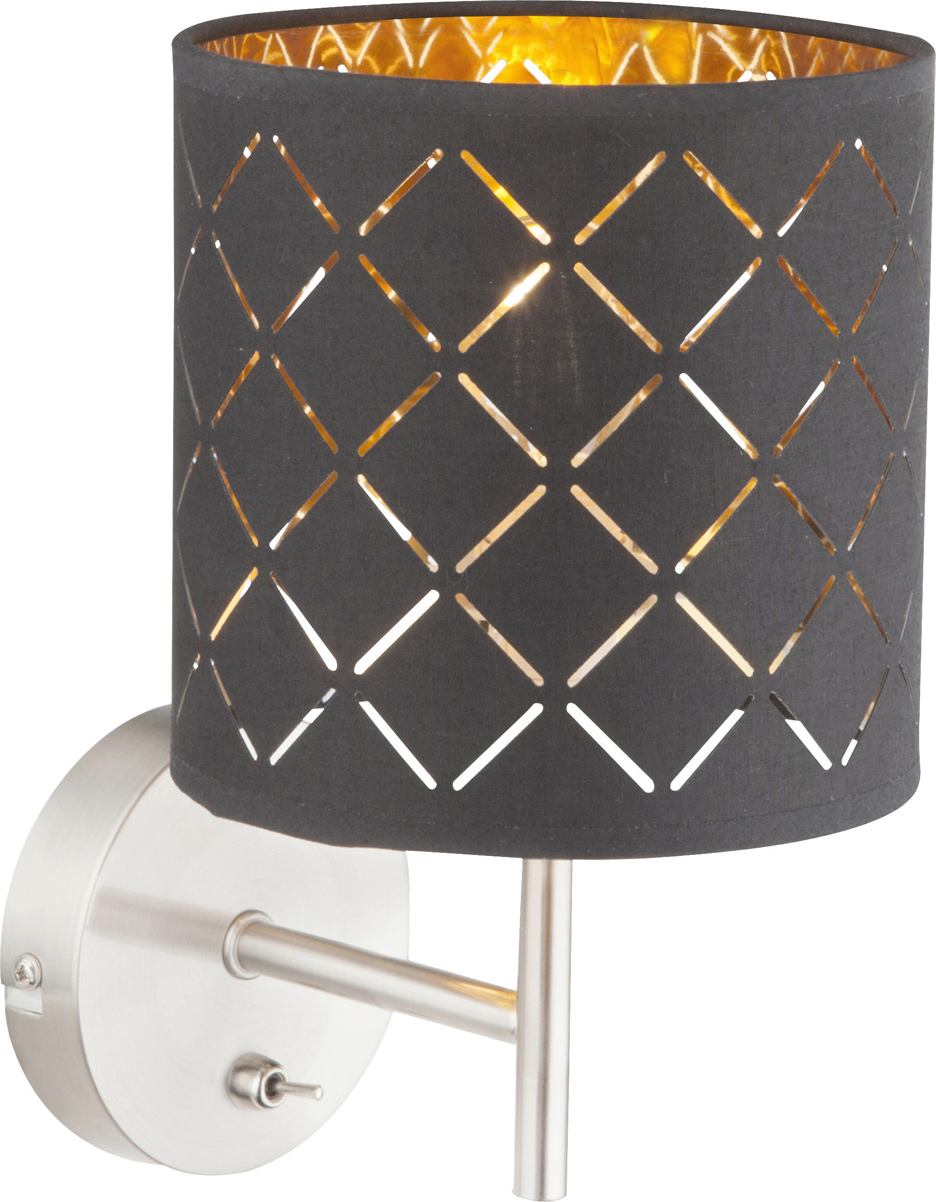 WANDLEUCHTE Clarke 15/26 cm   - Goldfarben/Schwarz, LIFESTYLE, Textil/Metall (15/26cm) - Globo