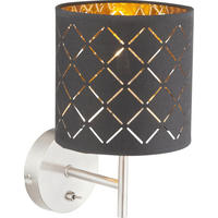 NÁSTĚNNÉ SVÍTIDLO, 15/26 cm  - černá/barvy zlata, Lifestyle, kov/textil (15/26cm)