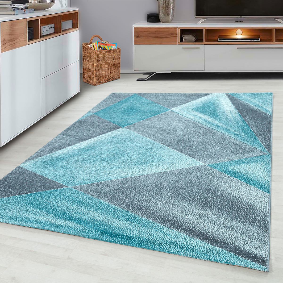 VÄVD MATTA 140/200 cm Beta  - blå, Basics, textil (140/200cm) - Novel