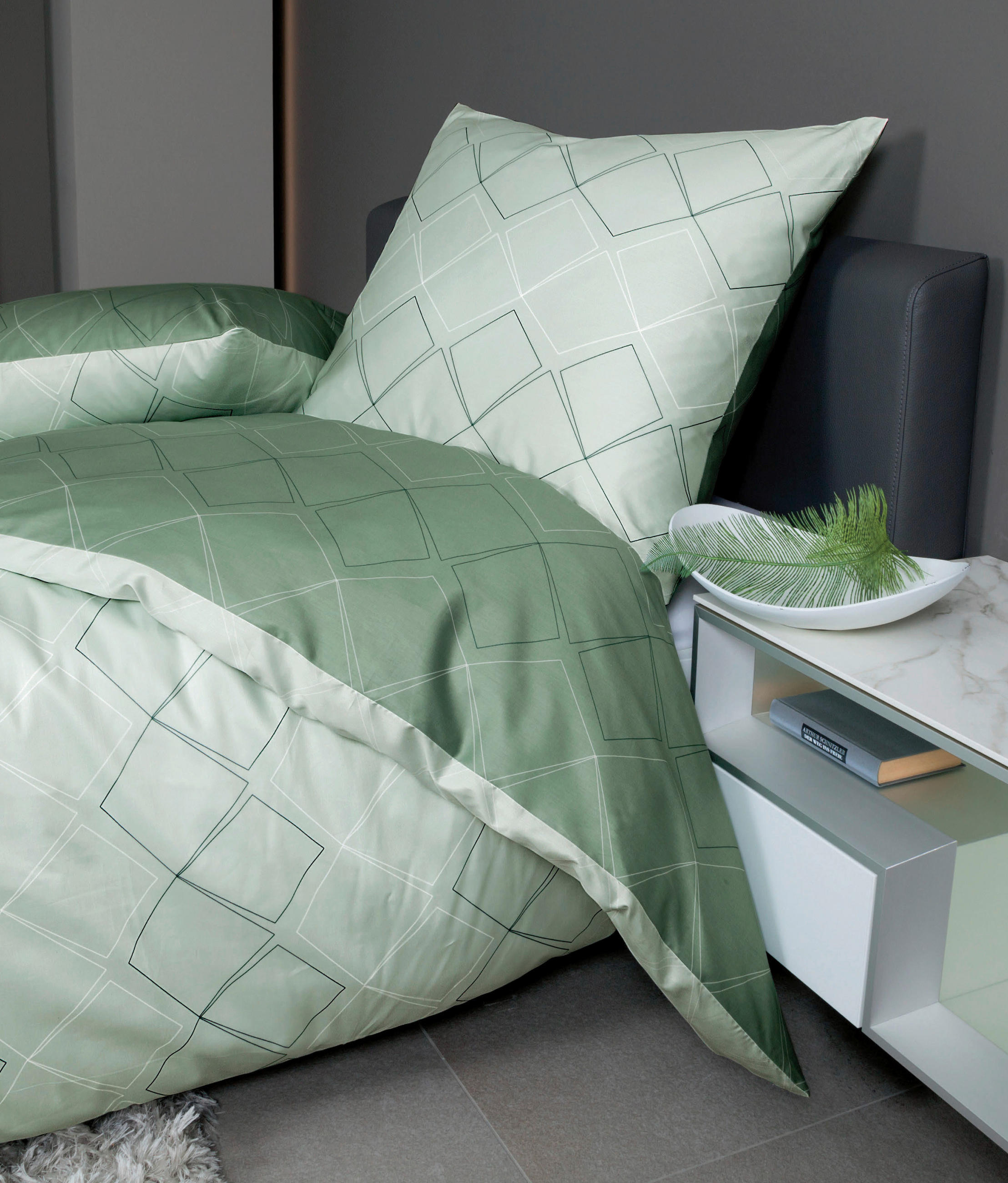 WENDEBETTWÄSCHE J.D. Makosatin 135/200 cm  - Jadegrün/Hellgrün, Design, Textil (135/200cm) - Janine