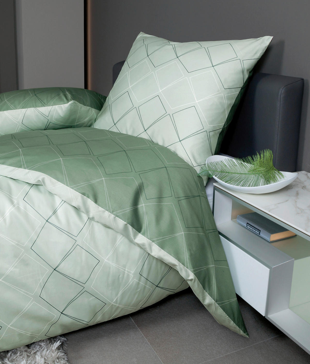 WENDEBETTWÄSCHE J.D. Makosatin 200/200 cm  - Jadegrün/Hellgrün, Design, Textil (200/200cm) - Janine