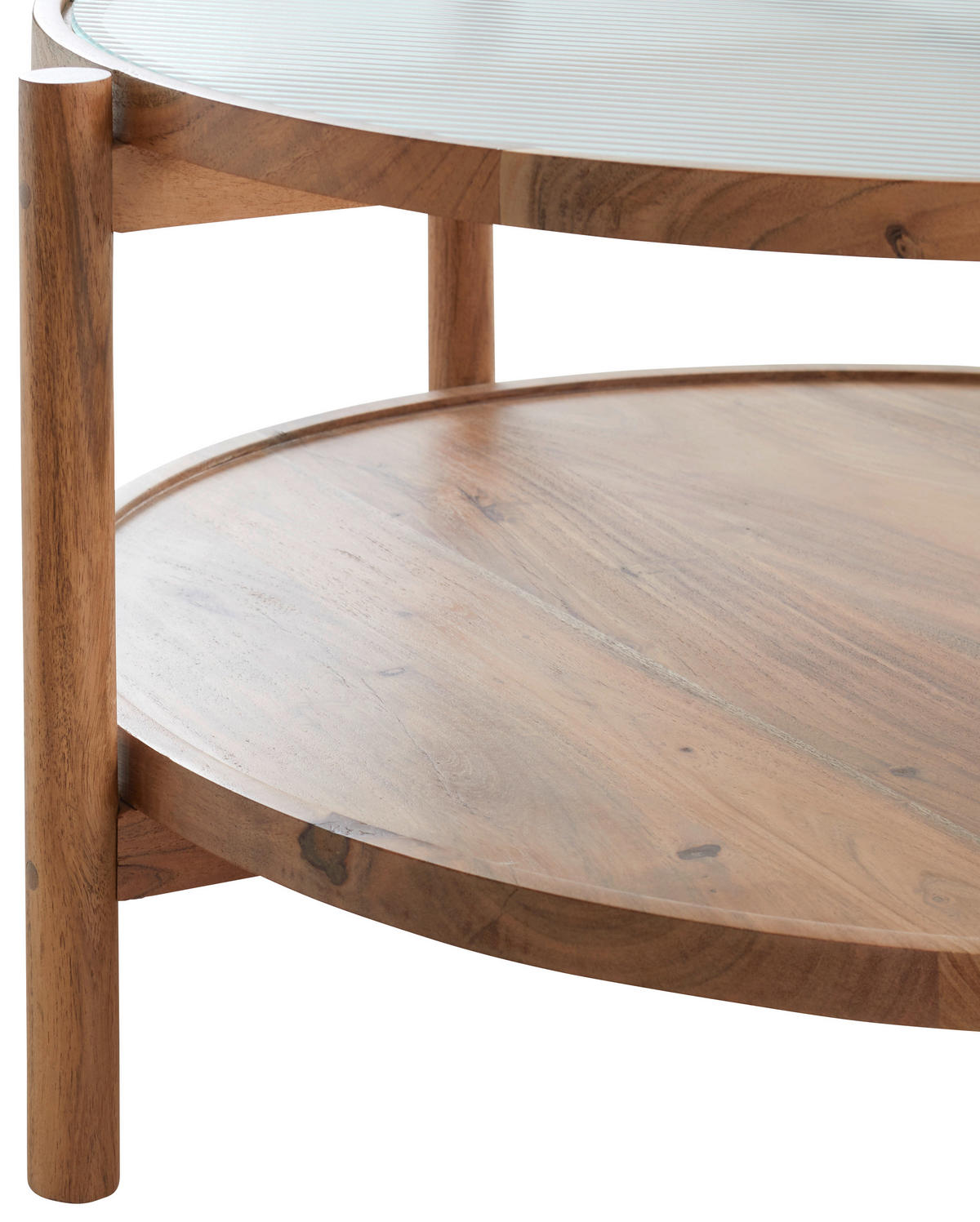 COUCHTISCH Akazie massiv ESG 85/40/85 cm rund Akaziefarben  - Akaziefarben, Natur, Glas/Holz (85/40/85cm) - Livetastic