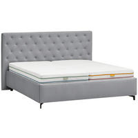 POLSTERBETT gepolstertes Kopfteil, Lattenroste Dunkelgrau 200/200 cm  - Dunkelgrau/Birkefarben, KONVENTIONELL, Holz/Textil (200/200cm) - Novel