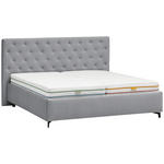 POLSTERBETT gepolstertes Kopfteil, Lattenroste Grau 180/200 cm  - Birkefarben/Schwarz, KONVENTIONELL, Holz/Textil (180/200cm) - Novel